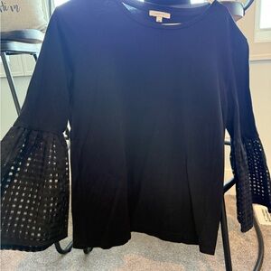 Elegant Black Long Sleeve Top with Bell Sleeves